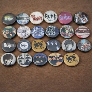 Vintage Beatles Pinback Button Lot of 23 Mixed-Era Rock Memorabilia Pins